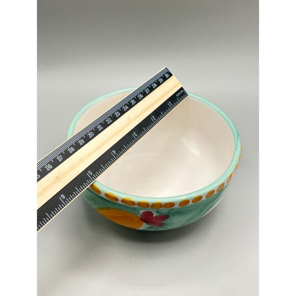 Hand Painted Solimene White Rabbit Cereal Soup Bowl Vietri Italy Mint Green - Picture 10 of 12